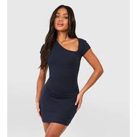 JOHN ELLIOTT Asymmetric Rib Knit Dress Size 0 XS Black MINIMALIST SEXY CASUAL - Picture 8 of 9